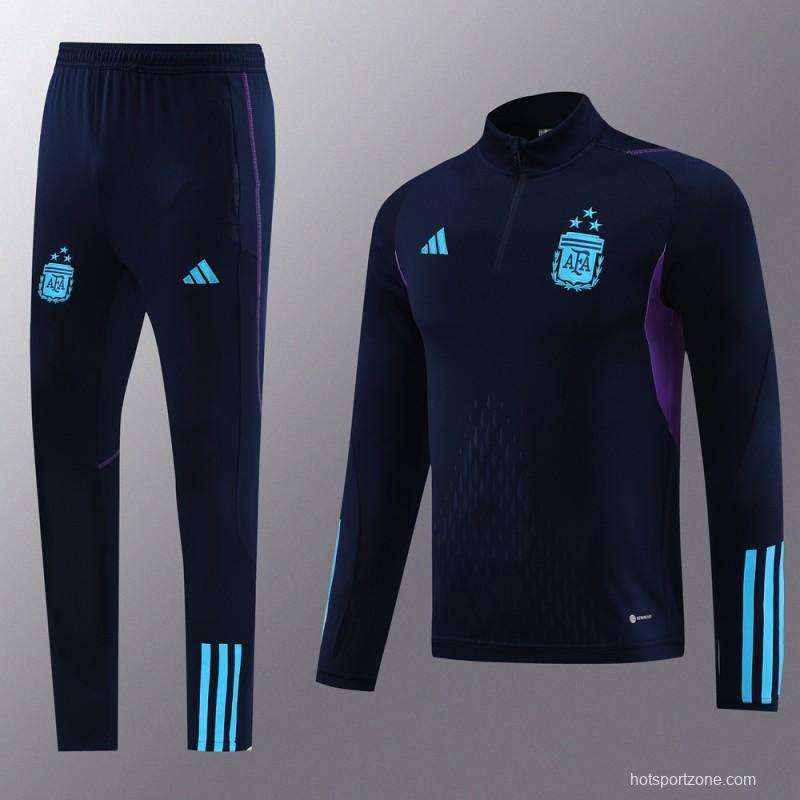 2023 Argentina Navy Half Zipper Jacket+Pants