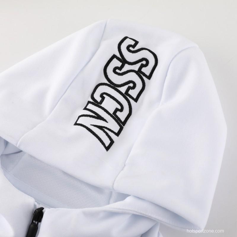 23/24 Napoli White Full Zipper Hoodie Jacket+Pants
