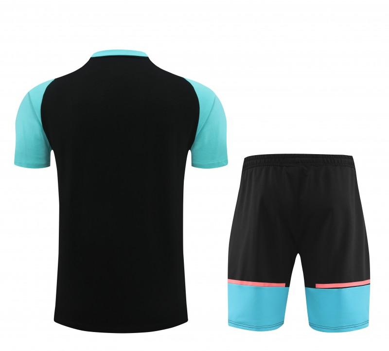 23/24 Manchester City Black/Blue Cotton Short Sleeve Jersey+Shorts