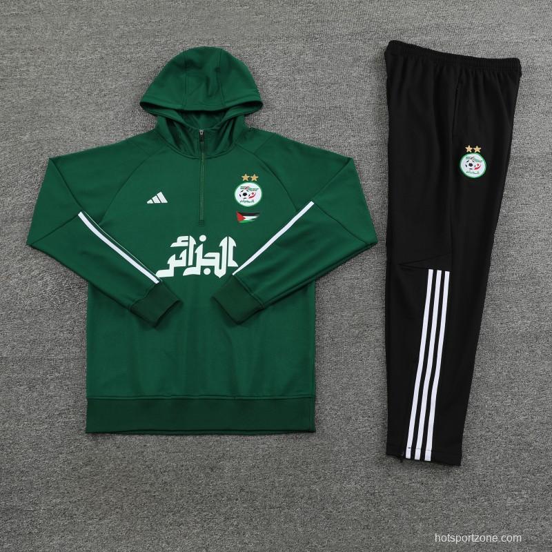 2024 Algeria Green Hoodie  Full Zipper Hoodie Jacket+Pants