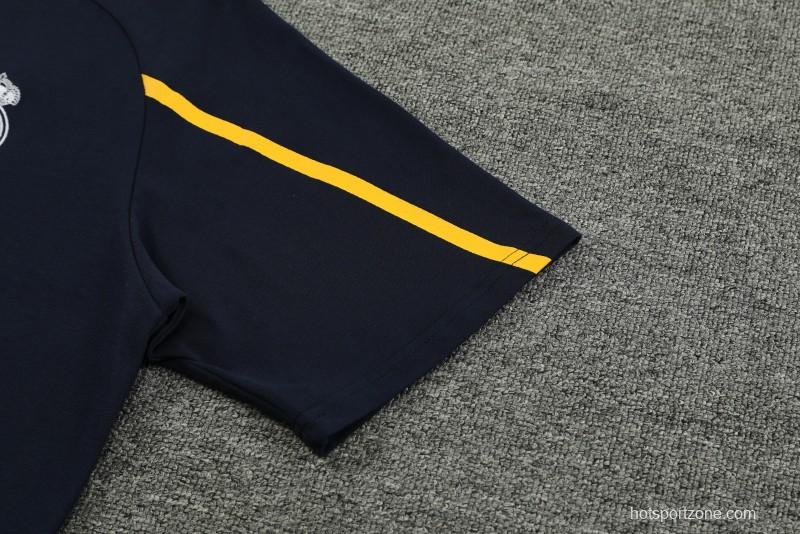 23/24 Real Madrid Navy Cotton Short Sleeve Jersey+Shorts