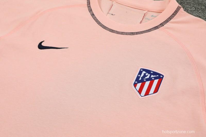 23/24 Atletico Madrid Pink Cotton Short Sleeve Jersey+Shorts