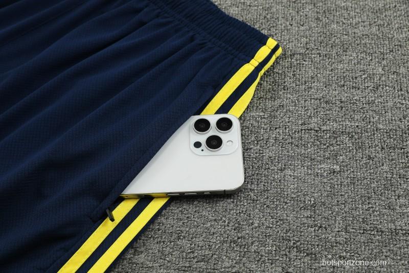 23/24 Arsenal Navy/Yellow Cotton Short Sleeve Jersey+Shorts