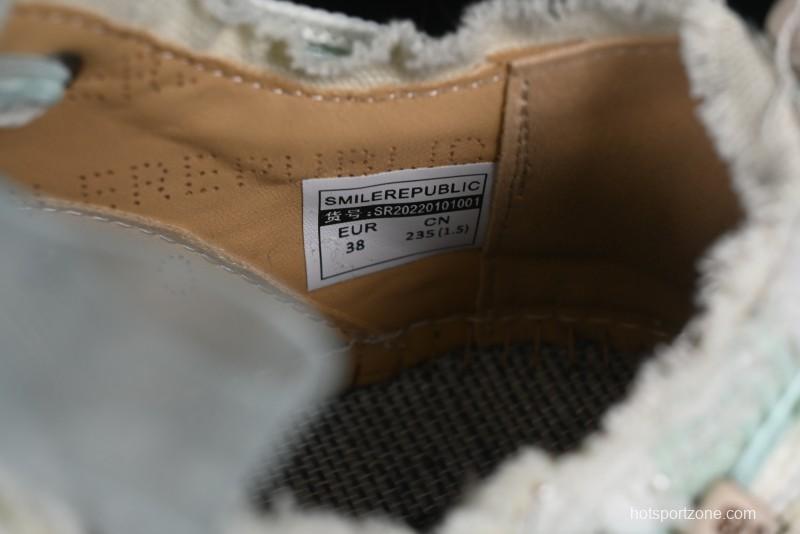 SMILEREPUBLIC Mint Manbo Light Blue Checkered Open Smile Platform Canvas Shoes - G.D4