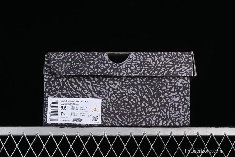 Nike Air Jordan 3 Retro Sneakers in White and Peach Orange - CK9246-121