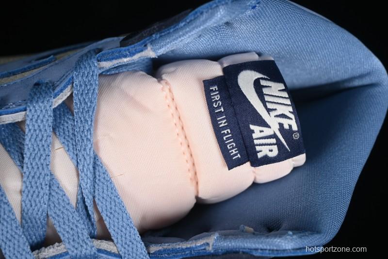 Nike Air Jordan 1 High OG "First in Flight" Basketball Shoes with UNC Blue and Yellow Accents - FD2596-400