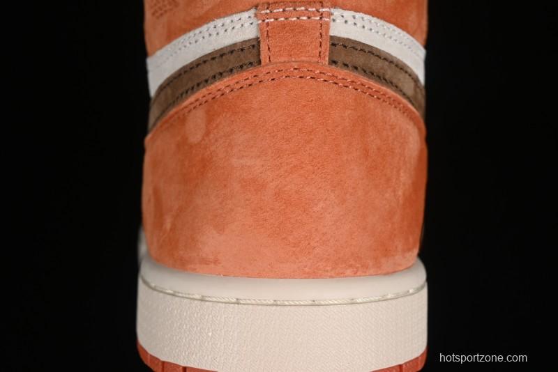 Nike Air Jordan 1 High OG Basketball Shoes in Dusted Clay & Dune Colorway - FQ2941-200