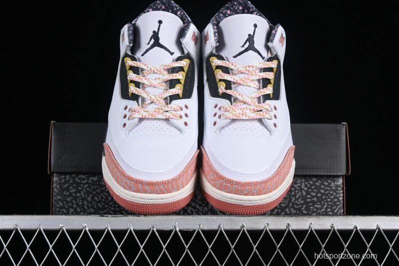 Air Jordan 3 GS "Red Stardust" AJ3 White Pink Floral