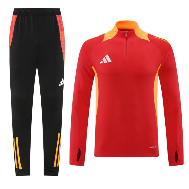 2024 Adidas Red/Yellow Half Zipper Jacket +Long Pants