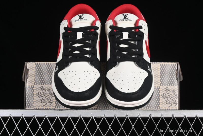 Nike SB Dunk Low LV Collaboration - Beige Black Red Glow in the Dark Anniversary High-End Custom Low-Top Casual Skate Shoes - JH8035-931