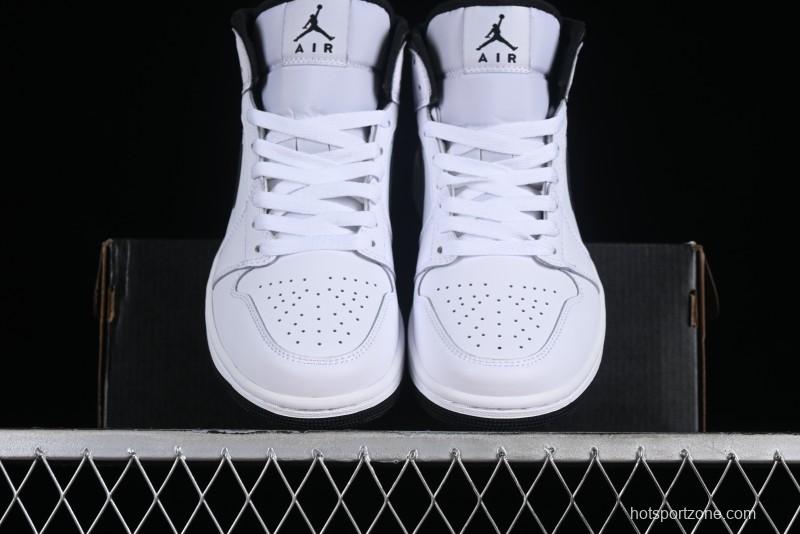 Nike Air Jordan 1 Mid AJ1 White Black Mid-Top Casual Sneakers - DQ8426-132