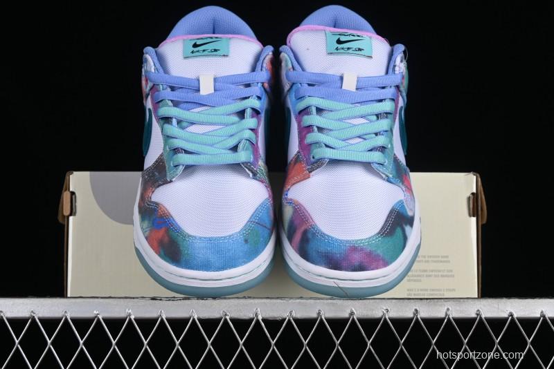 Nike Futura x Dunk Low Pro SB Casual Skate Shoes with Tie-Dye Pattern - HF6061-400