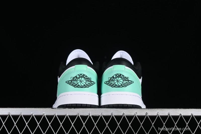 Nike Air Jordan 1 Low Retro Basketball Shoes in Mint Green and Black - 553558-131