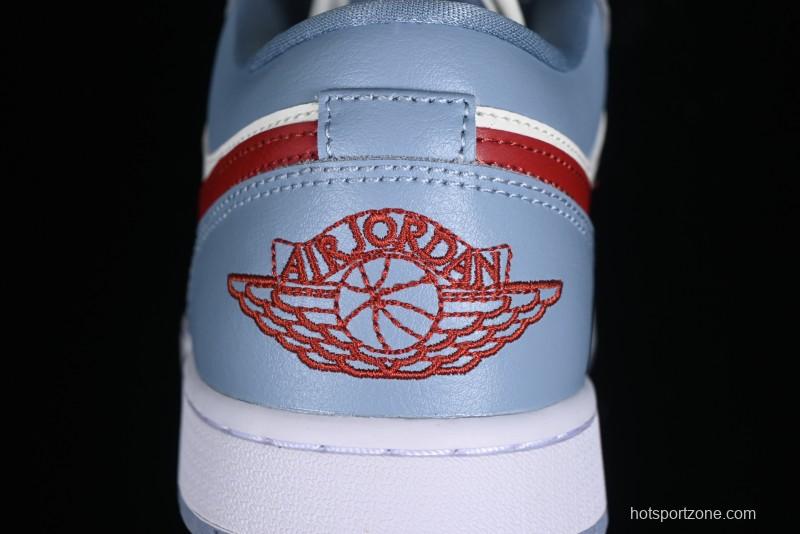 Nike Air Jordan 1 Low AJ1 White Blue Red Toe Casual Sneakers - DC0774-164