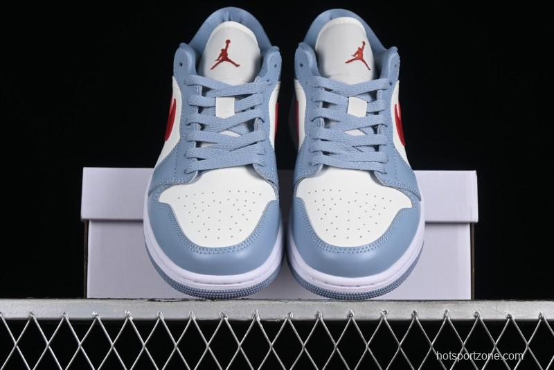 Nike Air Jordan 1 Low AJ1 White Blue Red Toe Casual Sneakers - DC0774-164
