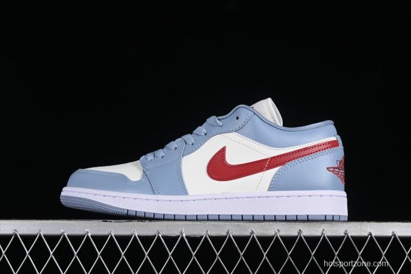 Nike Air Jordan 1 Low AJ1 White Blue Red Toe Casual Sneakers - DC0774-164
