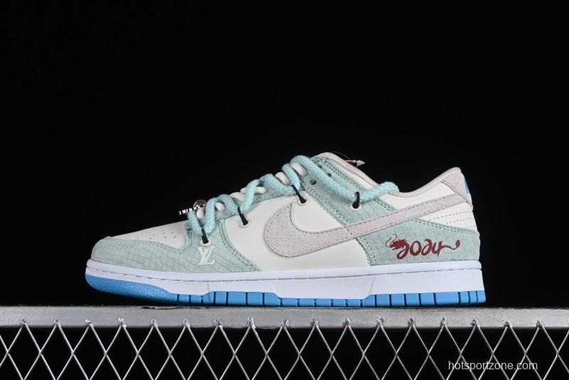 Nike SB Dunk Low Year of the Dragon Limited Edition - Gray Hook Dragon Soaring High Anniversary Premium Custom Low-Top Casual Skate Shoes - SJ2068-230