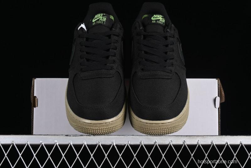 Nike Air Force 1 '07 Low Black Green Canvas Casual Sneakers - FJ4160-001