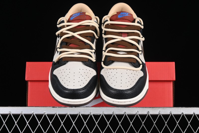 Nike Dunk Low "Mars Stone" Witch Puppet Themed SB Lace-Up Low-Top Casual Sneakers in Black/Mocha Brown - DR9704-200