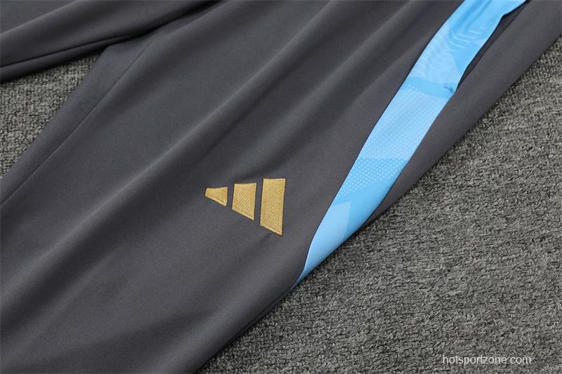 2024 Argentina Golden Half Zipper Jacket+Long Pants