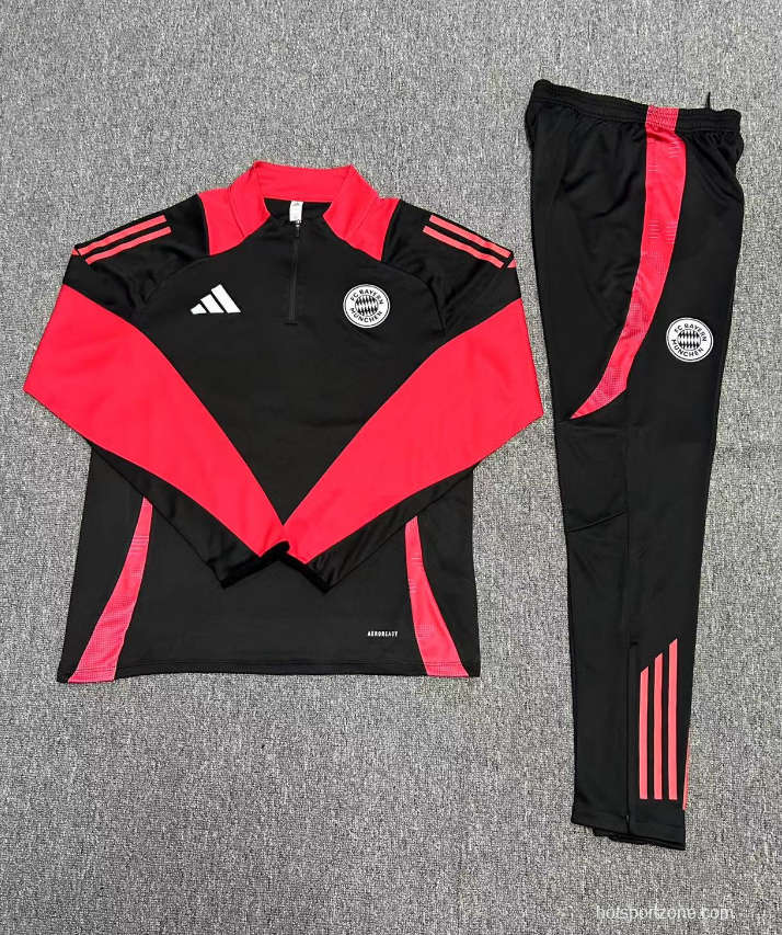 24/25 Kids Bayern Munich Black Half Zipper Jacket+Long Pants