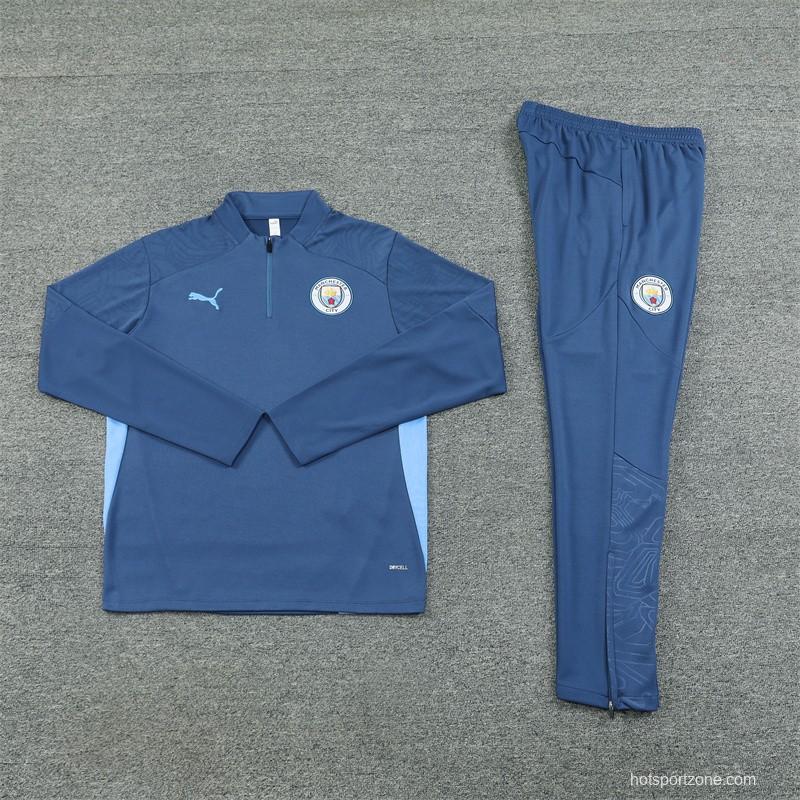 24/25 Manchester City Blue Half Zipper Jacket+Long Pants