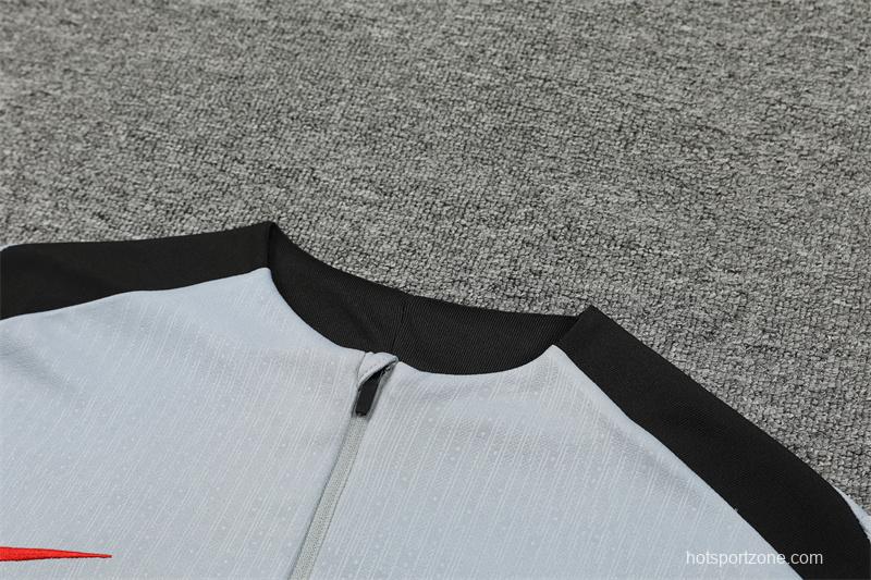 2024 South Korea Grey Half Zipper Jacket+Long Pants