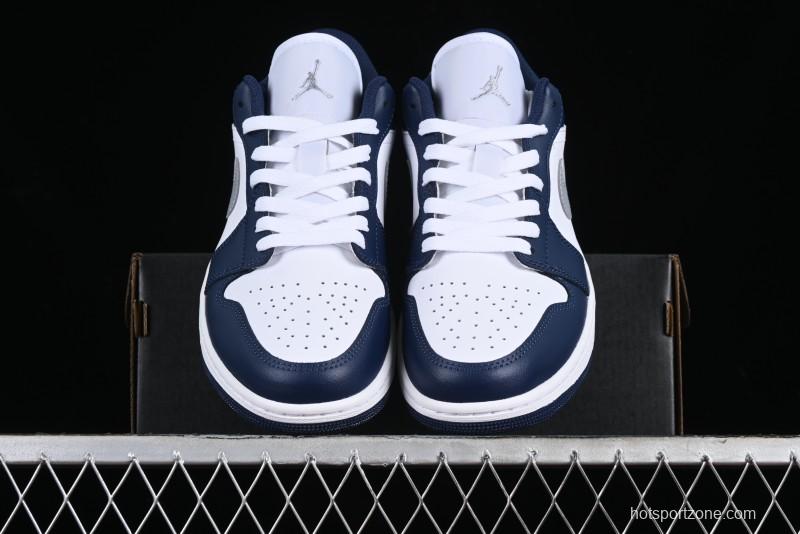 Nike Air Jordan 1 Low AJ1 White Blue Grey Low Top Lifestyle Basketball Shoes - 553558-141
