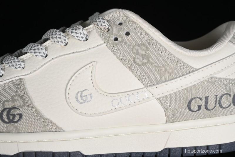 Nike SB Dunk Low Gucci Collaboration - Smoke Grey Anniversary Custom Low-Top Casual Sneakers - CF3688-003