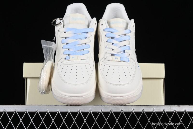 Nike Air Force 1 '07 Low Supreme Collaboration - White Blue Colorblock Low-Top Casual Sneakers BB9599-202