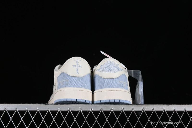 Nike Travis Scott x Fragment Design x Jordan Air Jordan 1 Low OG SP AJ1 LV Peacock Blue Low-top Casual Sneakers - LJ5188-003