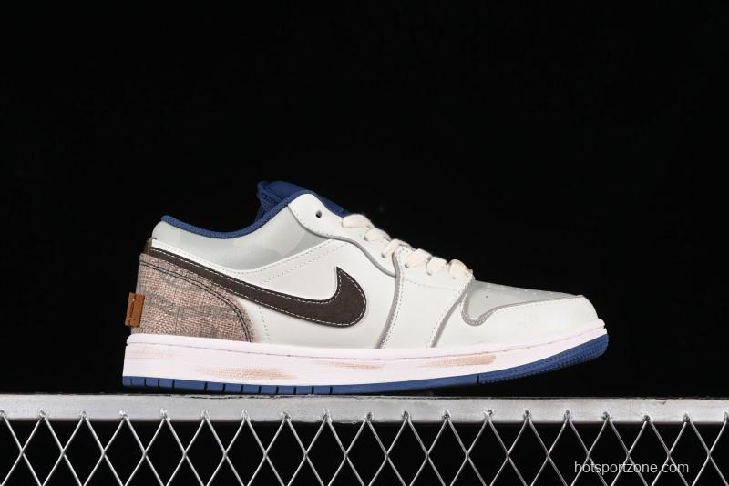 Nike Air Jordan 1 Low AJ1 Retro Basketball Shoes Panda Prank Voyage Theme - 553558-414