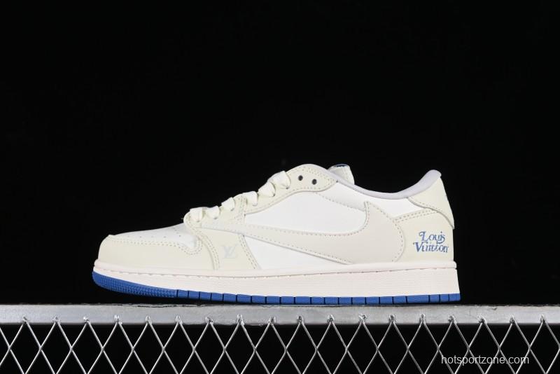 Nike Travis Scott x Fragment Design x Air Jordan 1 Low OG SP AJ1 LV Collaboration Light Blue Low-Top Casual Sneakers - LJ5188-007