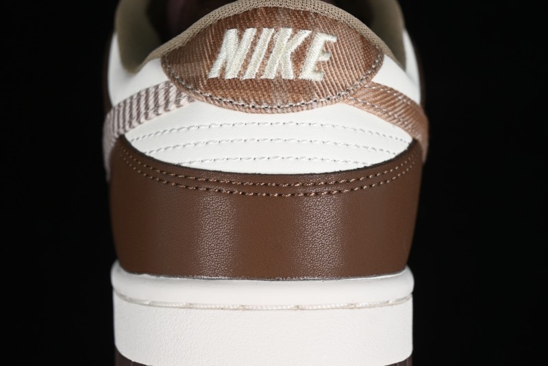 Nike Dunk Low SB White Brown Plaid Casual Skate Shoes - FV3653-191
