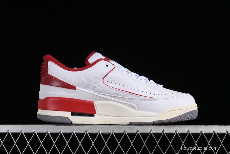 Nike Air Jordan 2/3 Retro Low Top Basketball Shoes in White and Red - FD0383-161