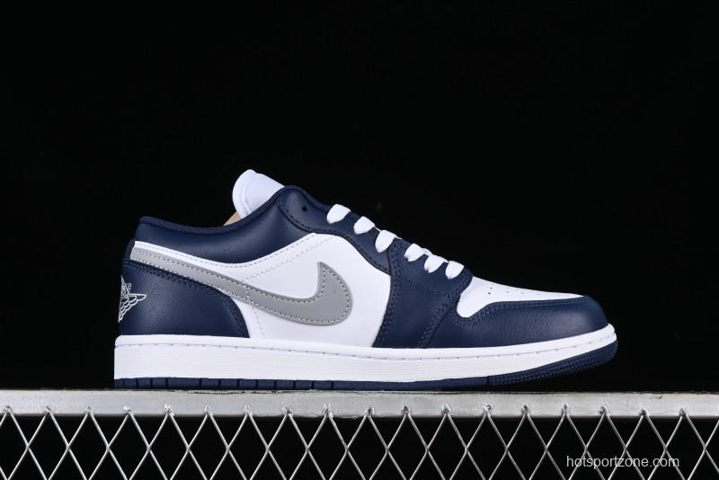 Nike Air Jordan 1 Low AJ1 White Blue Grey Low Top Lifestyle Basketball Shoes - 553558-141