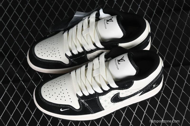 Nike Air Jordan 1 Low LV Collaboration - Black Warrior Custom High-End Basketball Shoes - SJ9950-007