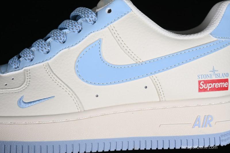 Nike Air Force 1 '07 Low Supreme Stone Island Collaboration - Sky Blue Casual Sneakers - BB9599-205