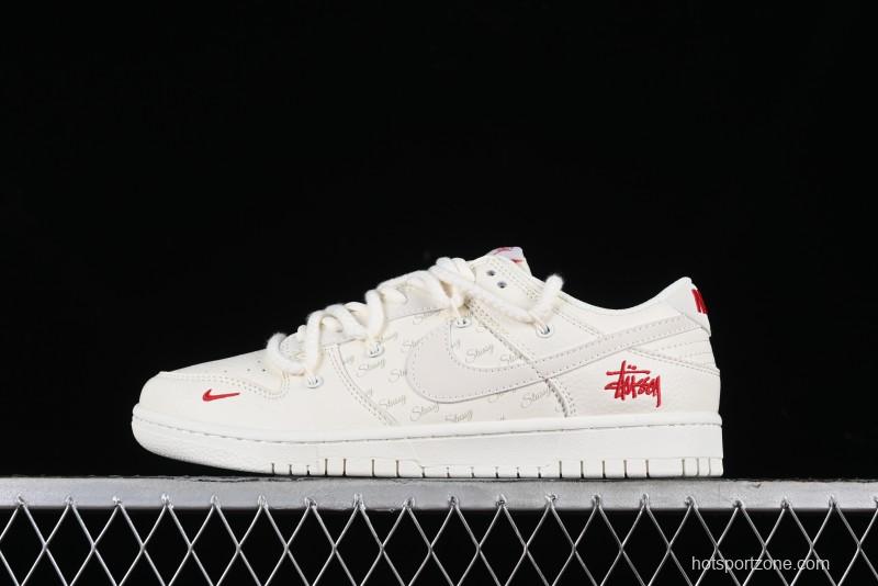 Stussy x Nike SB Dunk Low Anniversary Custom Retro Sneakers with Original S Titanium Accessory - SJ2068-259