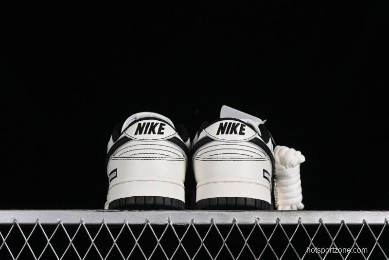 Nike SB Dunk Low UN Collaboration - Beige Black Swoosh Anniversary High-End Custom Low-Top Casual Skate Shoes - FC1688-139