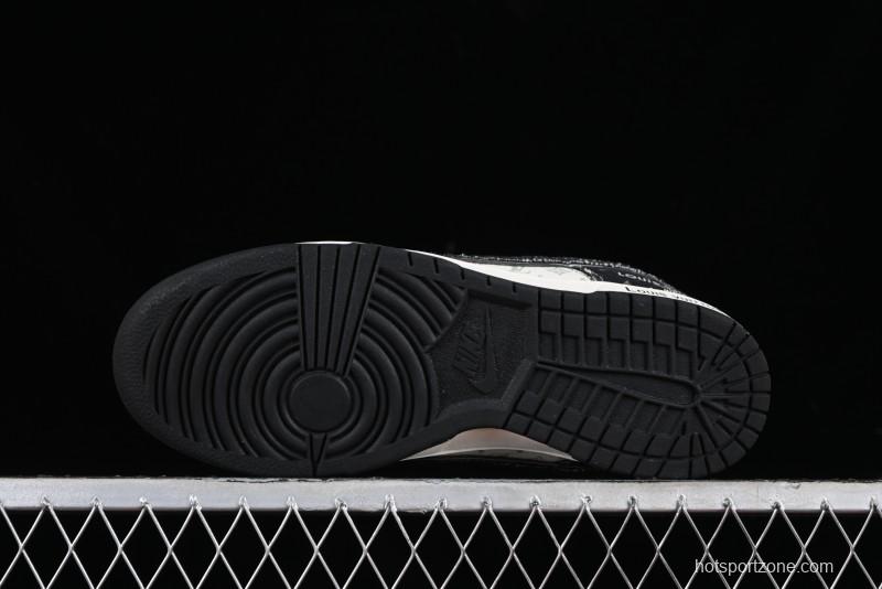 Nike SB Dunk Low LV Collaboration - Black Denim Print Anniversary Custom Low-Top Casual Sneakers - SJ2068-256