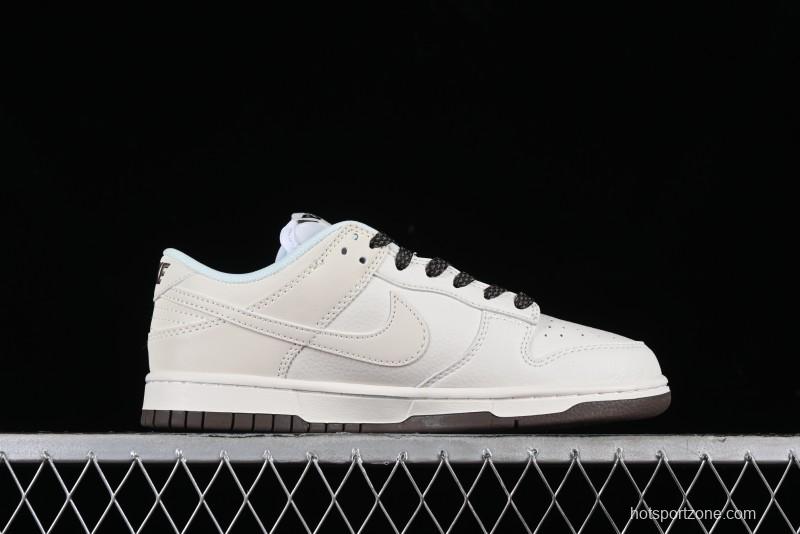 Nike SB Dunk Low BAPE Collaboration Anniversary Edition - White with Brown Swoosh Low-Top Casual Skate Shoes - XD6188-019