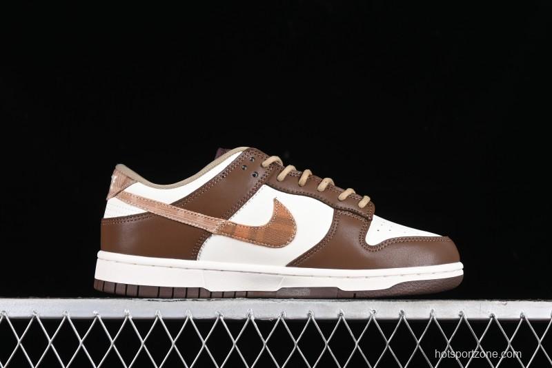 Nike Dunk Low SB White Brown Plaid Casual Skate Shoes - FV3653-191