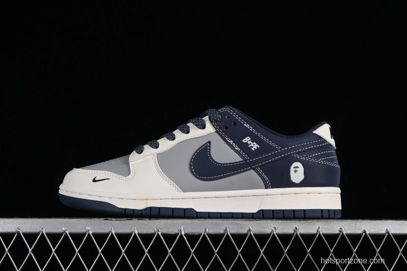 Nike SB Dunk Low BAPE Collaboration - Light Blue Grey Anniversary High-End Custom Low-Top Casual Skate Shoes - BB8969-001