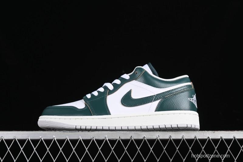 Nike Air Jordan 1 Low Retro Casual Sneakers in White Green - FQ7687-300