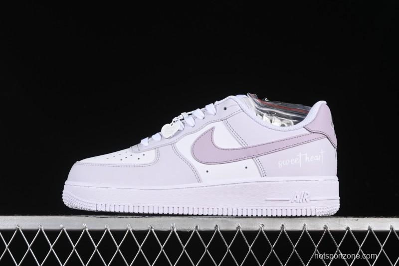 Nike Air Force 1 '07 Low Casual Sneakers with Anime-Inspired Light Gray Purple Spray Paint Design - DY8899-004
