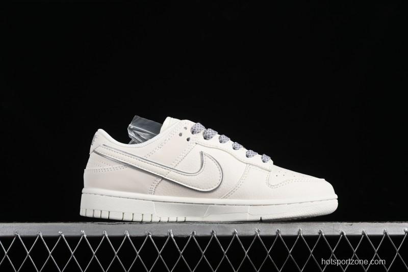 Nike SB Dunk Low Supreme Collaboration - Off White Gray Swoosh Anniversary Custom Low-Top Casual Skate Shoes - DQ1098-392