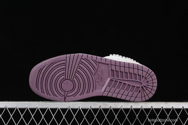 Nike Air Jordan 1 Low Retro Casual Sneakers with Smooth Leather and Suede - FQ8094-100