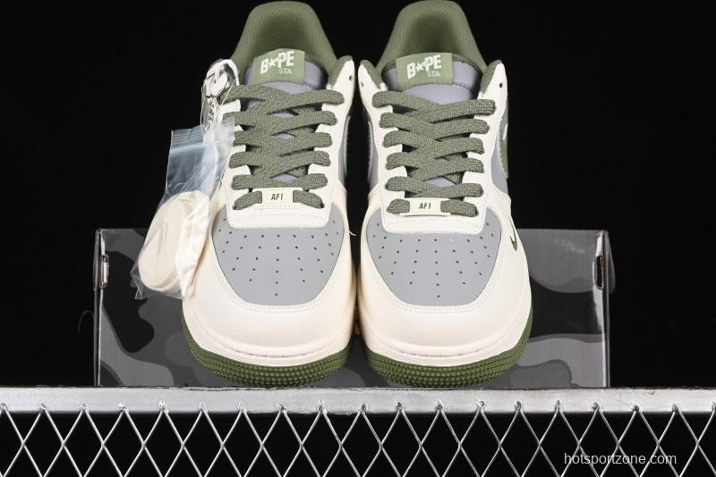 Nike Air Force 1 '07 Low Bape Collaboration - Dark Green Grey Low Top Casual Sneakers BB6566-205
