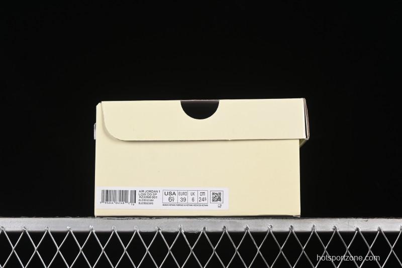 Nike Travis Scott x Fragment Design x Air Jordan 1 Low OG SP AJ1 Supreme Collaboration - Dark Blue Swoosh Low-Top Casual Sneakers - XZ2268-001